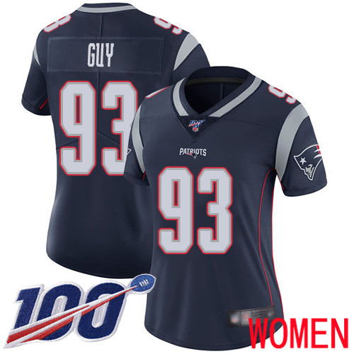 New England Patriots Football 93 100th Limited Navy Blue Women Lawrence Guy Home NFL Jersey